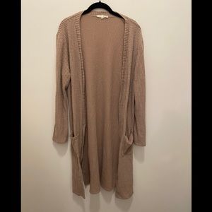 Long Waffle Cardigan with Pockets